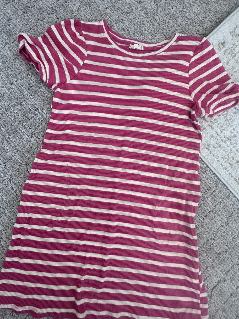 Hayden Girls size L Girls' Pink & Cream waffle Striped Knit Dress